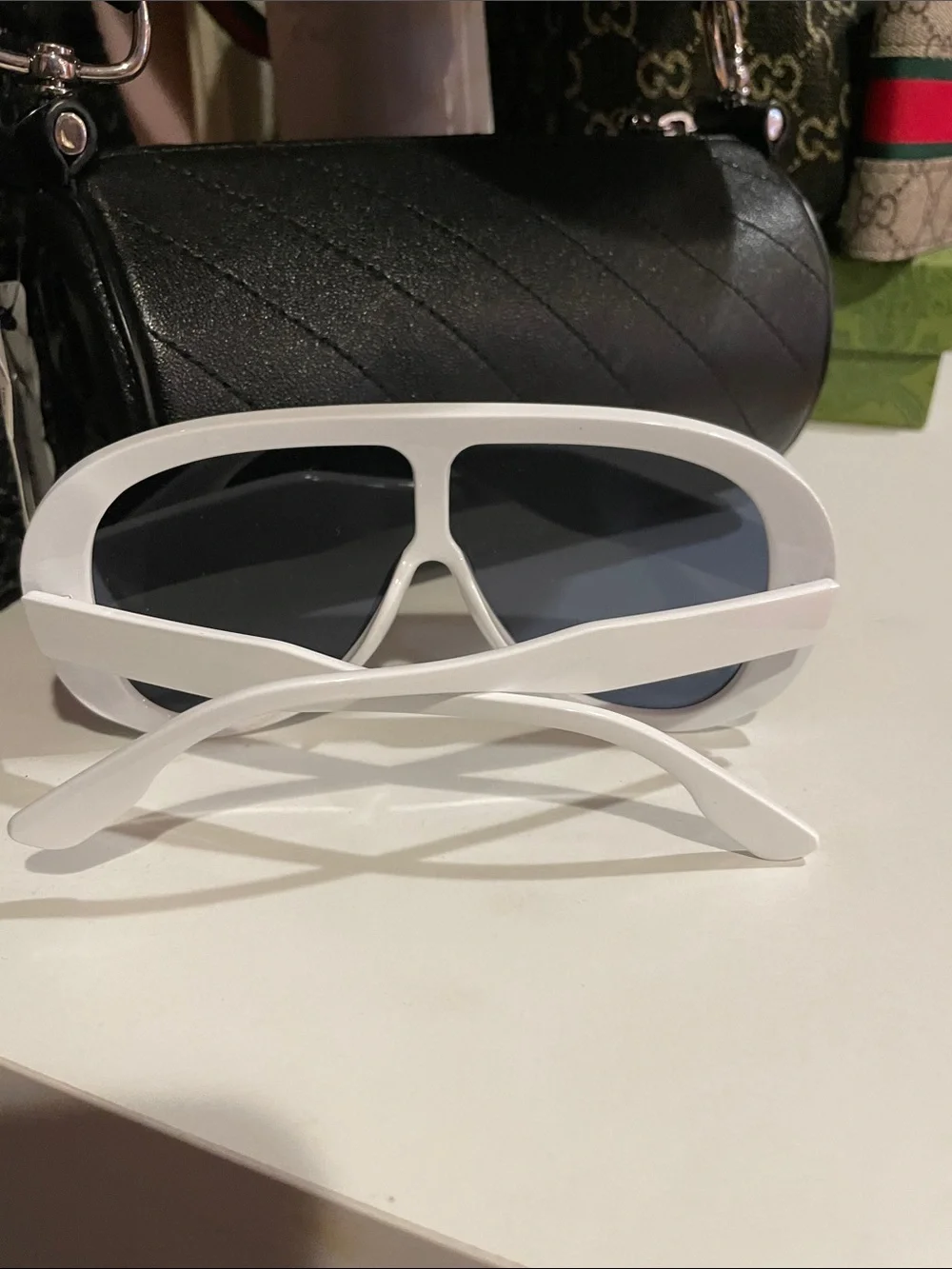 White Shield Sunglasses‎ with Dark Lenses